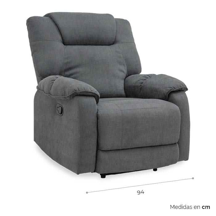 Sillon Reclinable Tela Gris Oxford Faret | Reclinables | salas